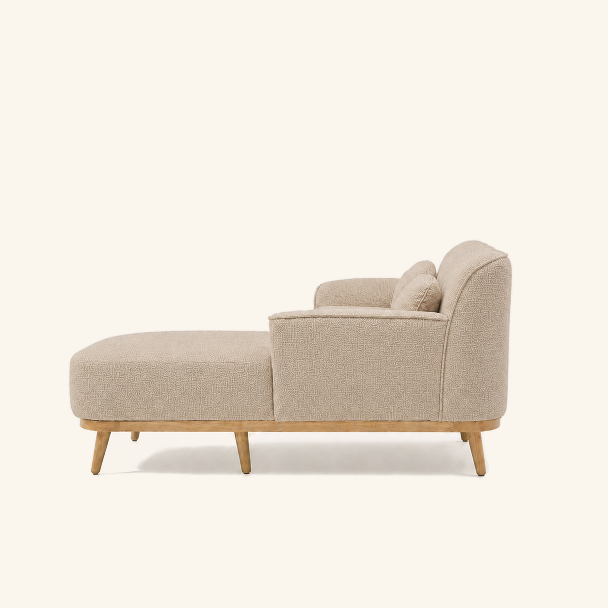 Solid Wood Sectional 164 inch Beige Facing Left side on warm cream background