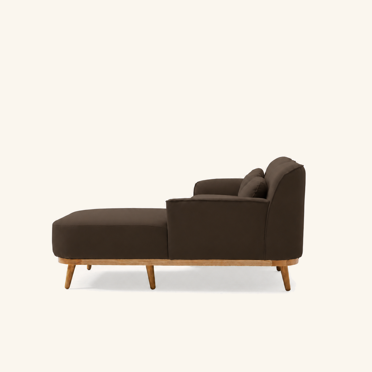 Solid Wood Sectional 105 inch Brown Facing Right rendered v3 side on #FAF6EE