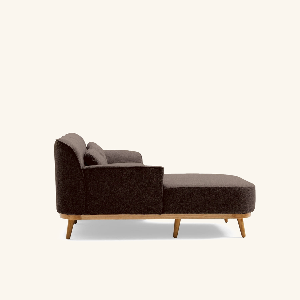 Solid Wood Sectional 105 inch Brown Facing Left rendered v3 side on #FAF6EE