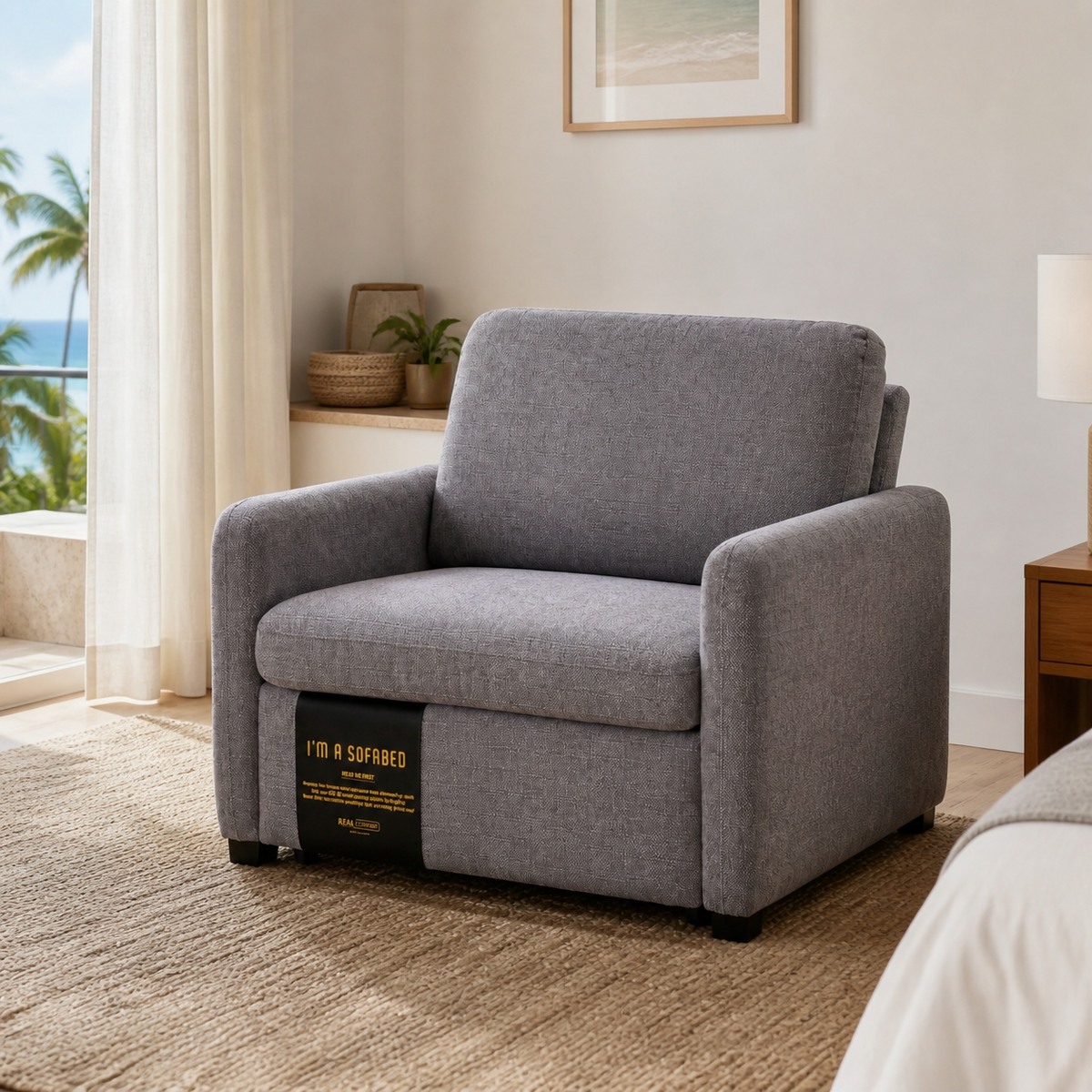 Dianna Lounge Chair Bed in Gray in a Waikiki apartment