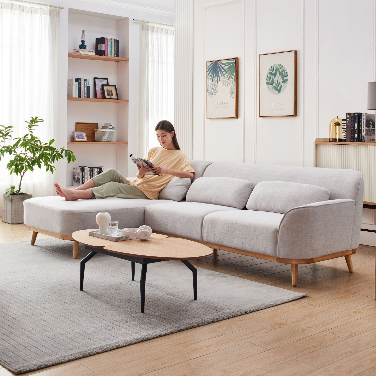 Solid Wood Sectional Sofa Valyou Furniture