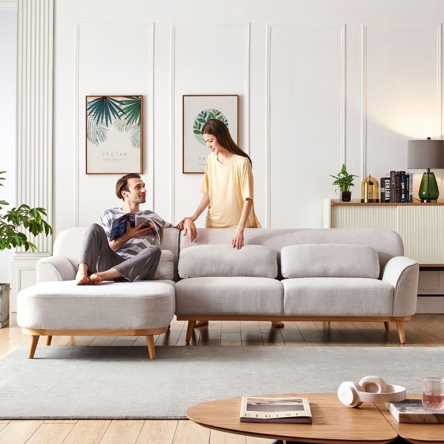 Solid Wood Sectional Sofa Valyou Furniture