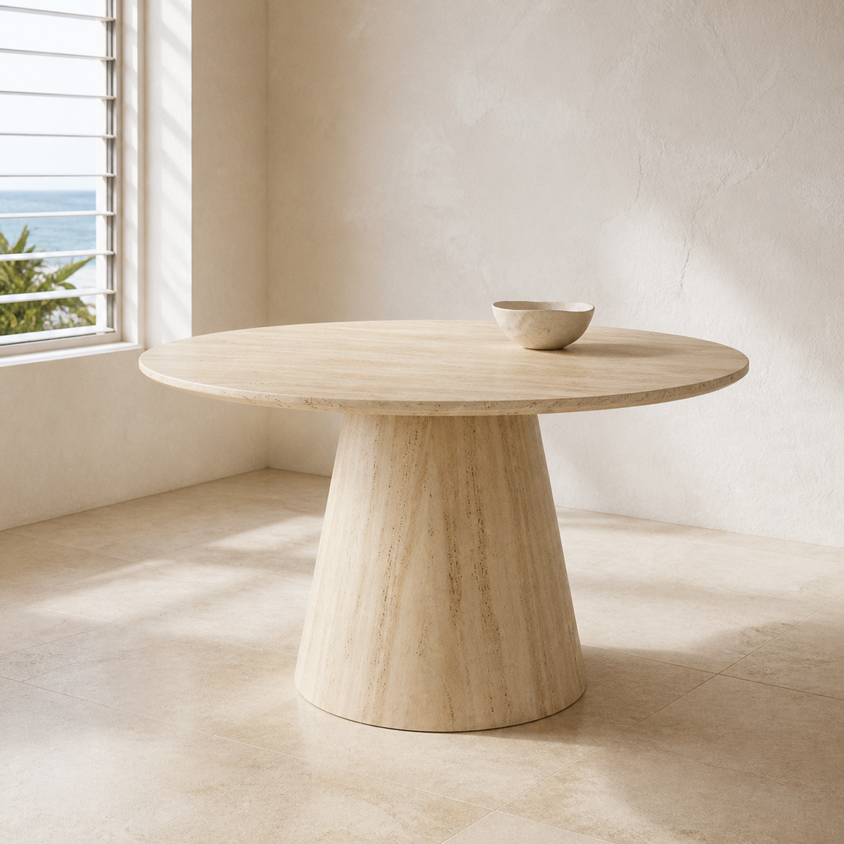 Cove Dining Table product view in a serene Hawaii island home