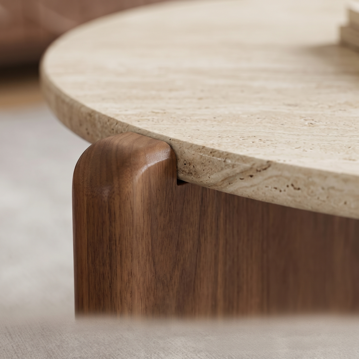 Duet Nesting Coffee Table stone and walnut detail - Valyou