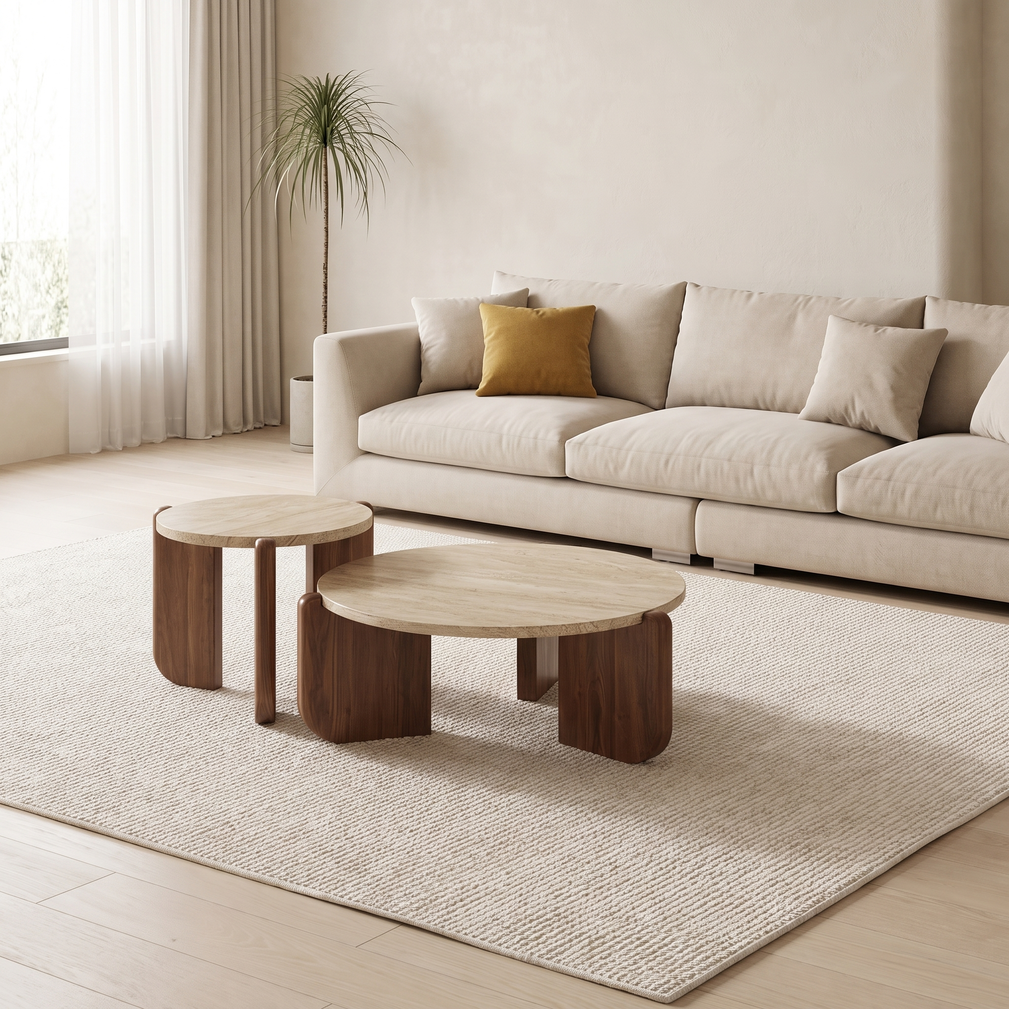 Duet Nesting Coffee Table with the Feathers Sofa - Valyou