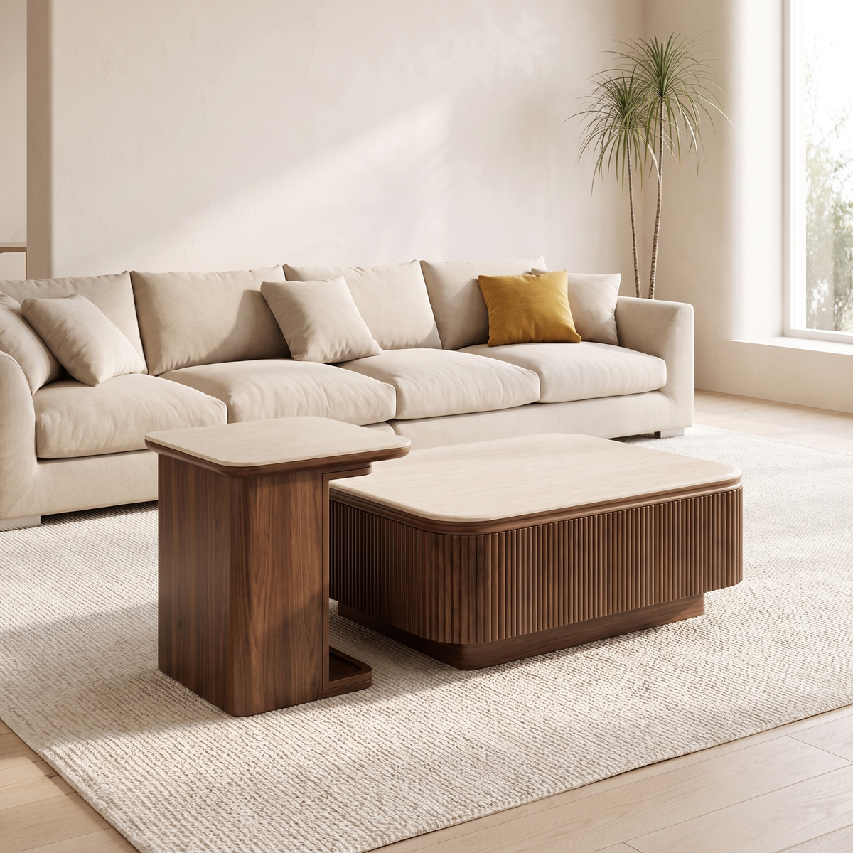 Reed Coffee Table with the Feathers Sofa - Valyou