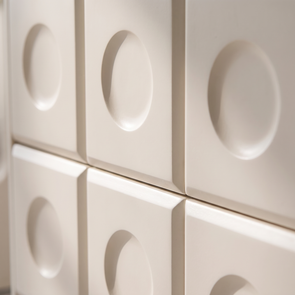 Napili Vanity Set - macro detail of the raised circle motif on the drawer fronts
