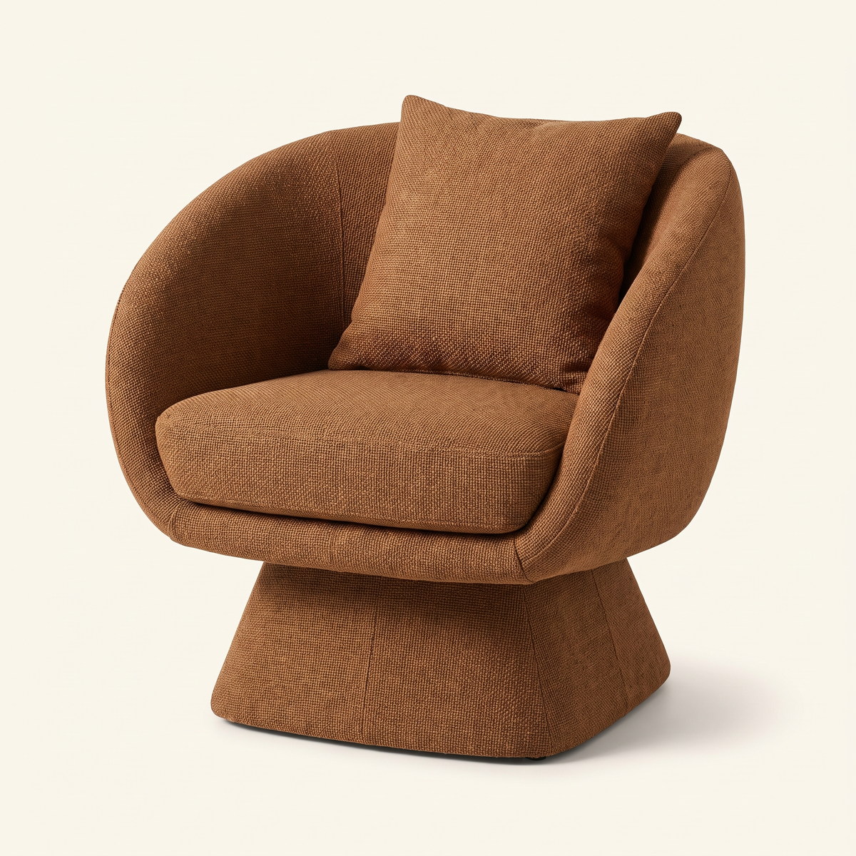 Pedestal Swivel Armchair in Cognac with matching cushion