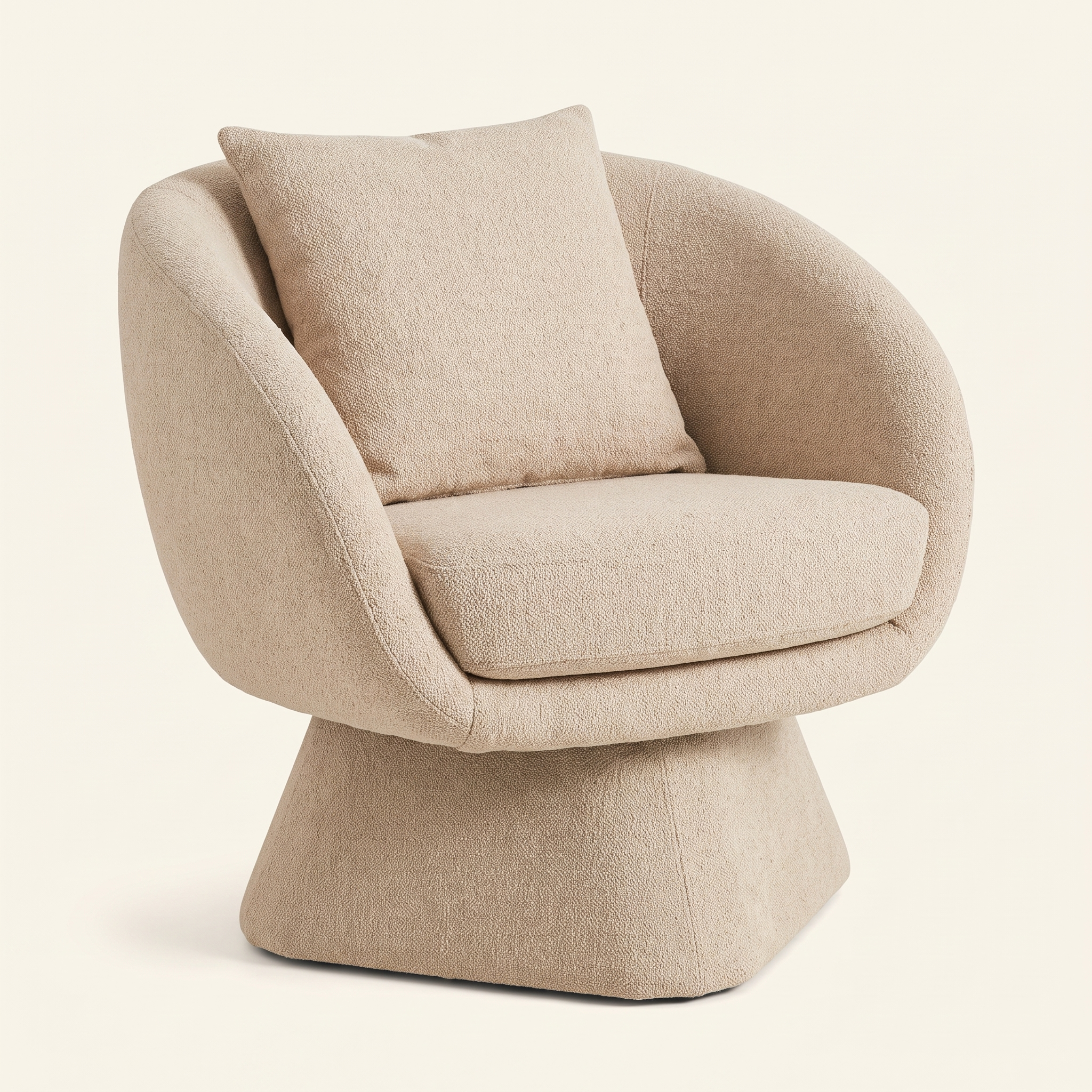 Pedestal Swivel Armchair in Beige with matching cushion