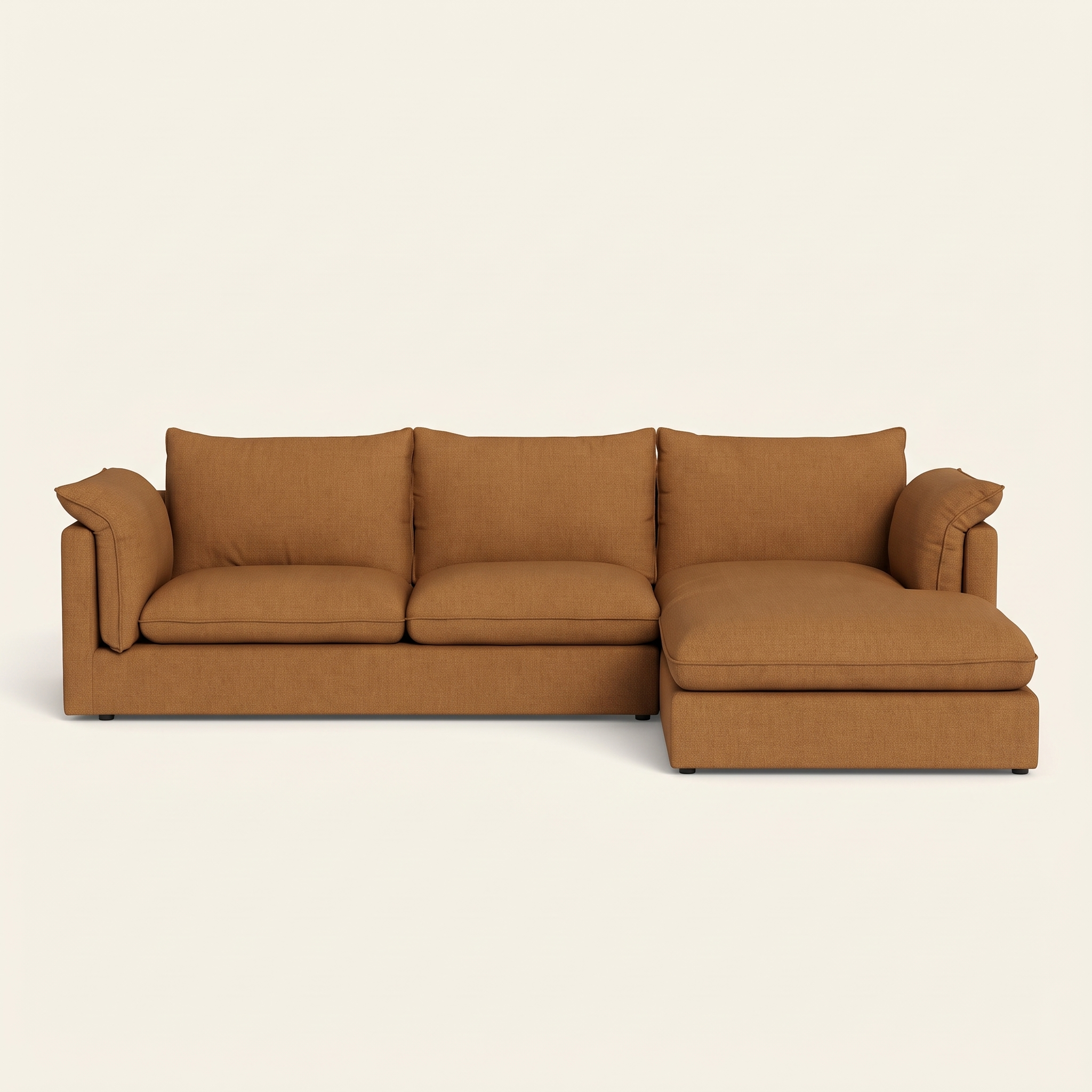 Deep Seat Sectional in Cognac, chaise facing right