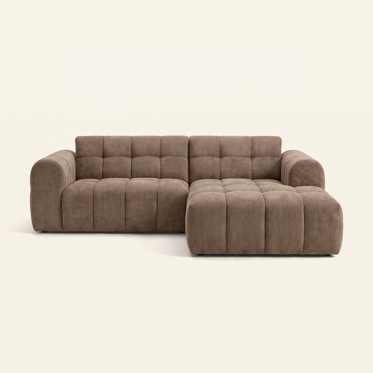 Bubble Sectional in Mushroom, chaise facing right