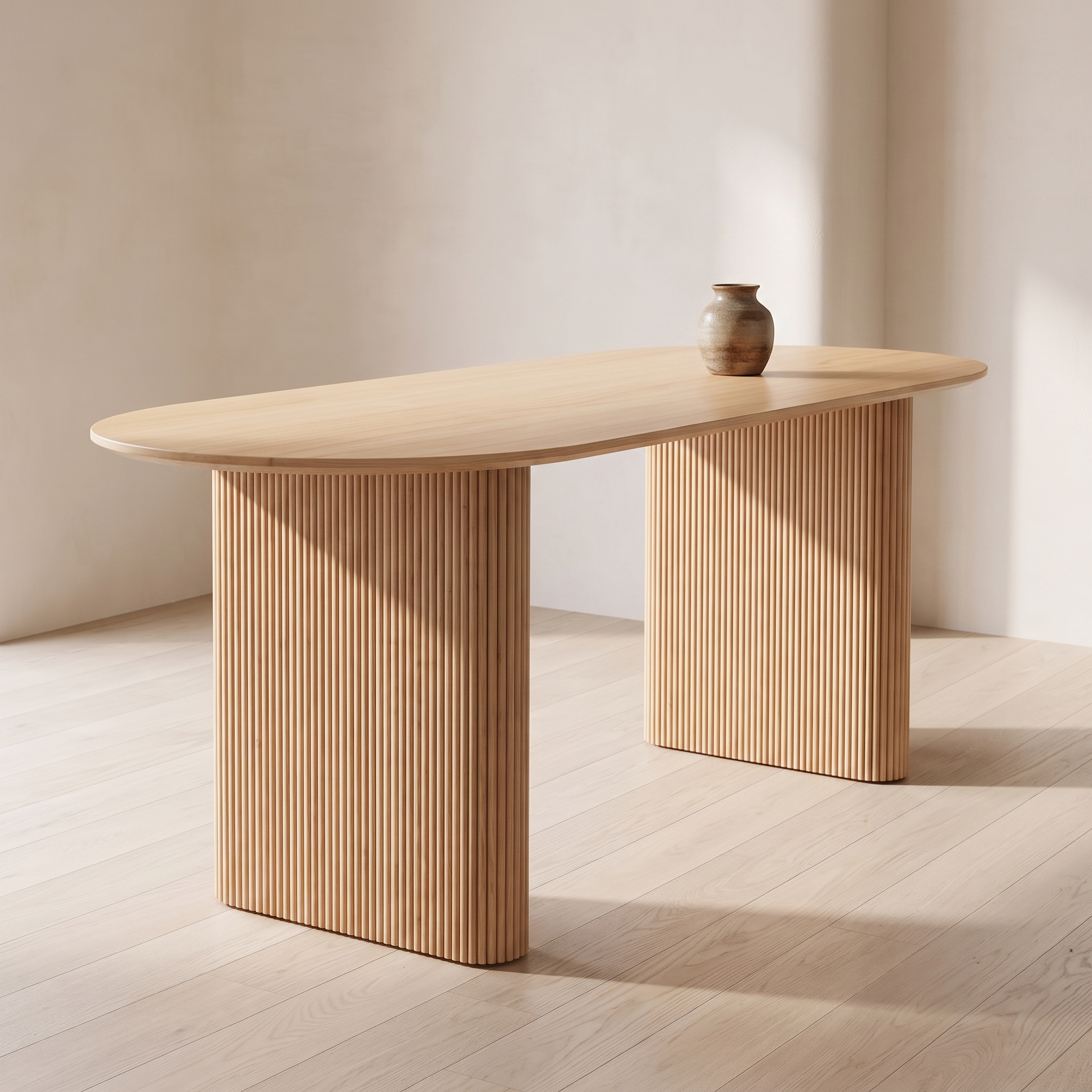 Kahala Dining Table, low angled view along the oval top