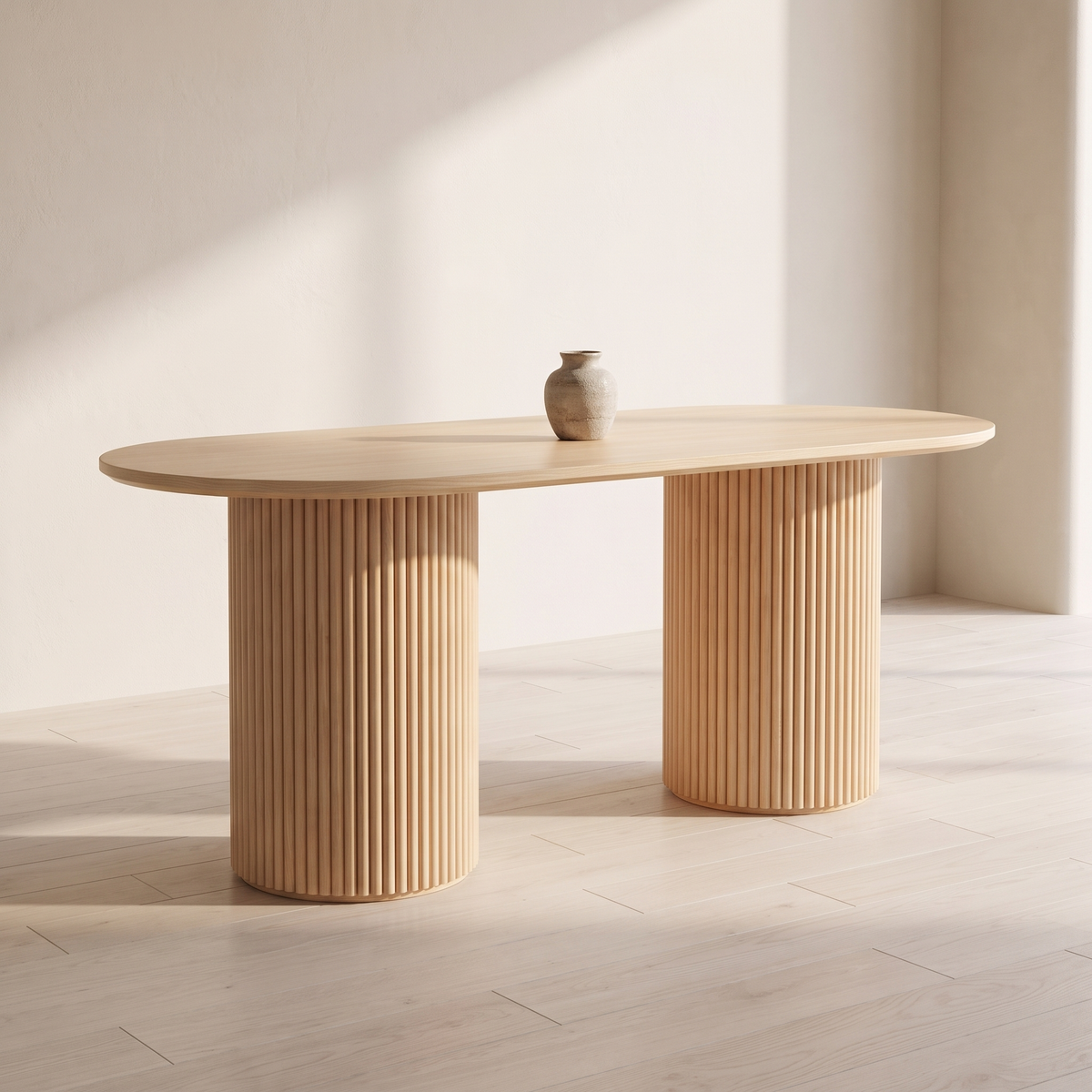 Waimea Dining Table, low angled view along the oval top