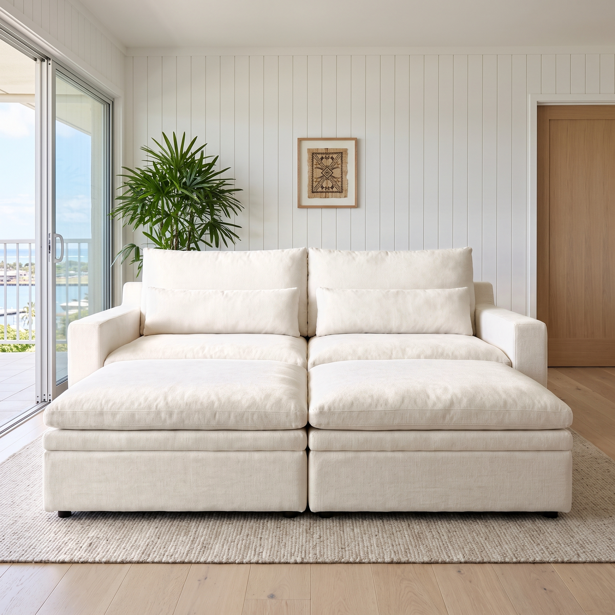 Kahala Daybed — White / 86.6 inch — front staged in a Hawaiian home — KAH-DAY-2-W