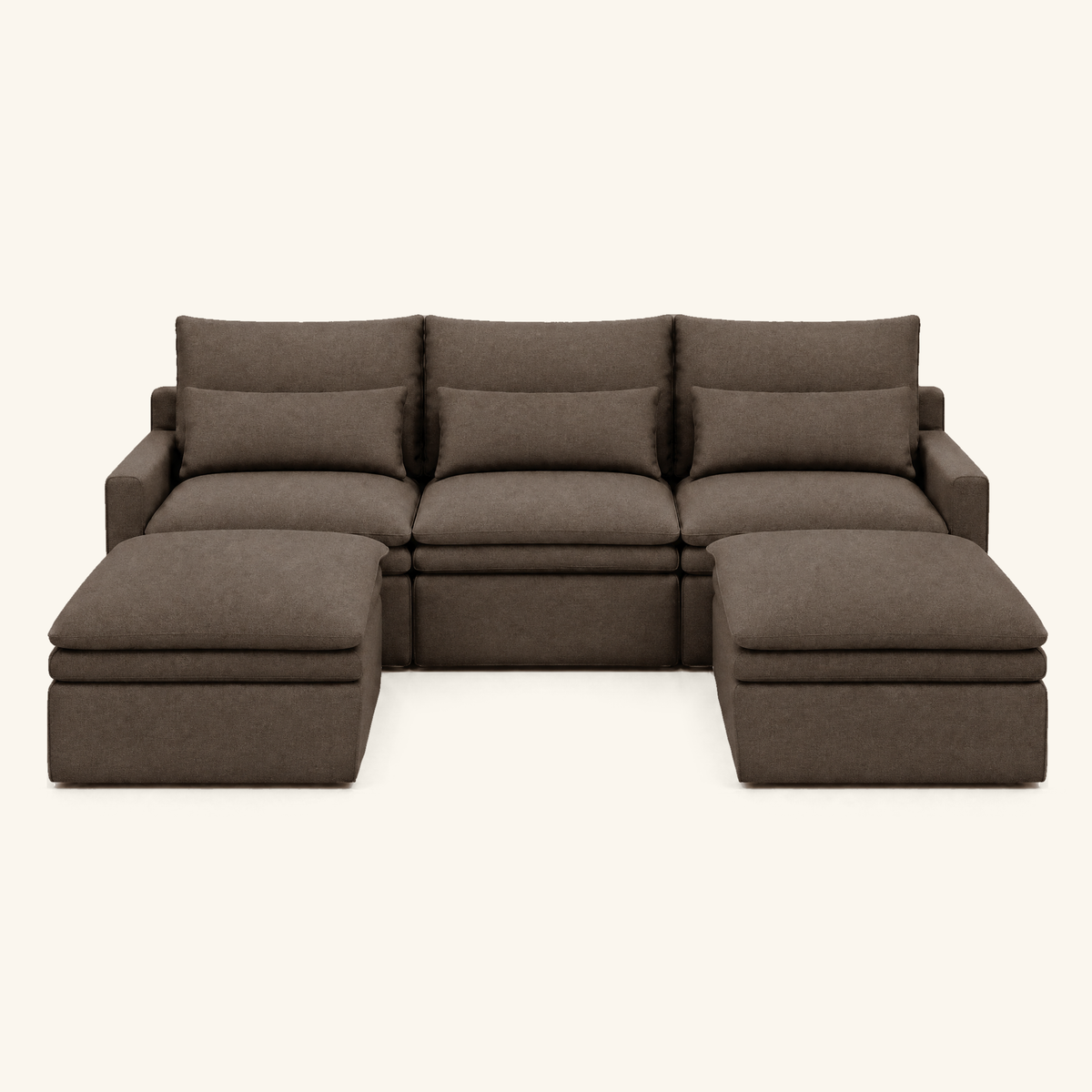 Kahala U Sectional — Brown — 129.9 inch — front view