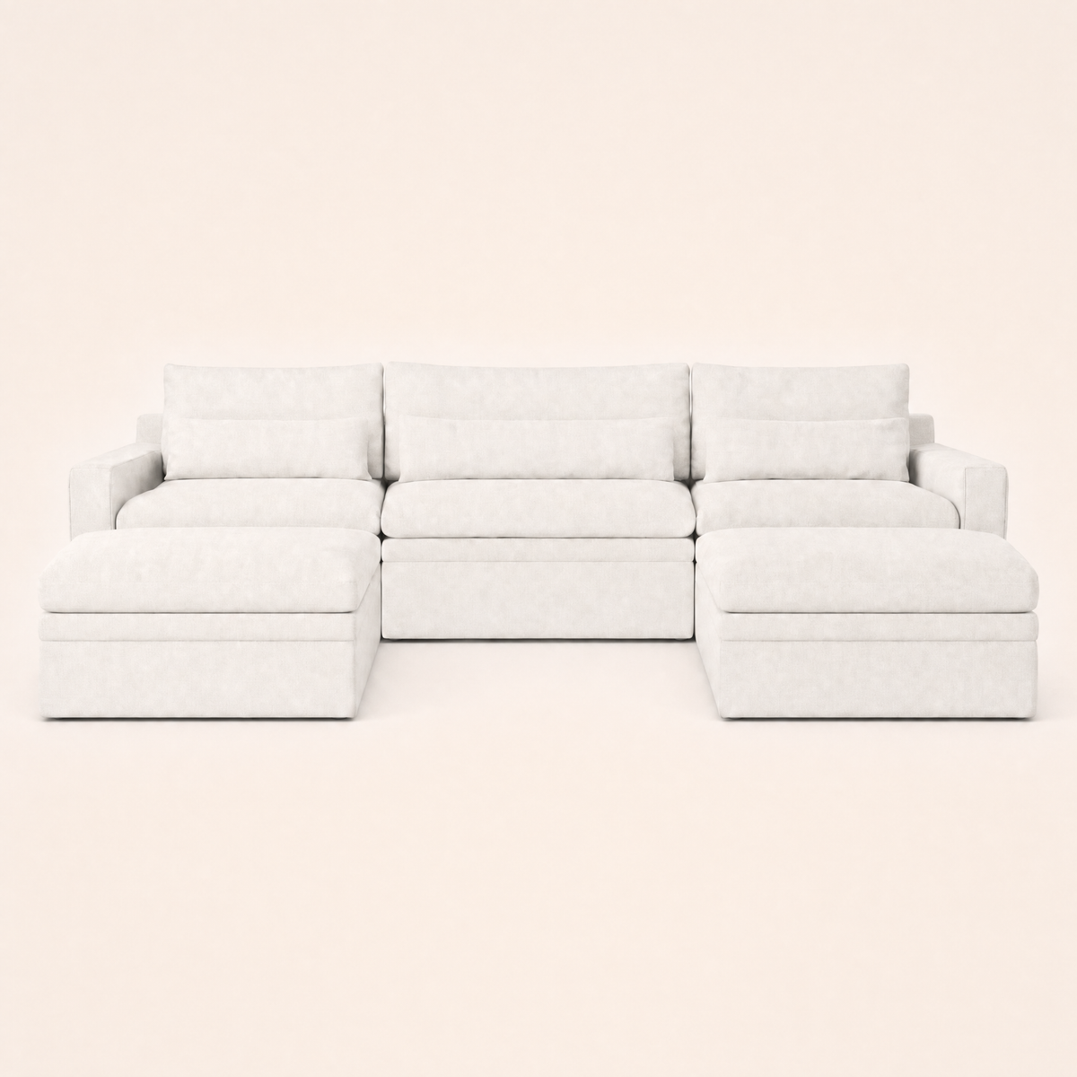 Kahala U Sectional — White — 129.9 inch — front view