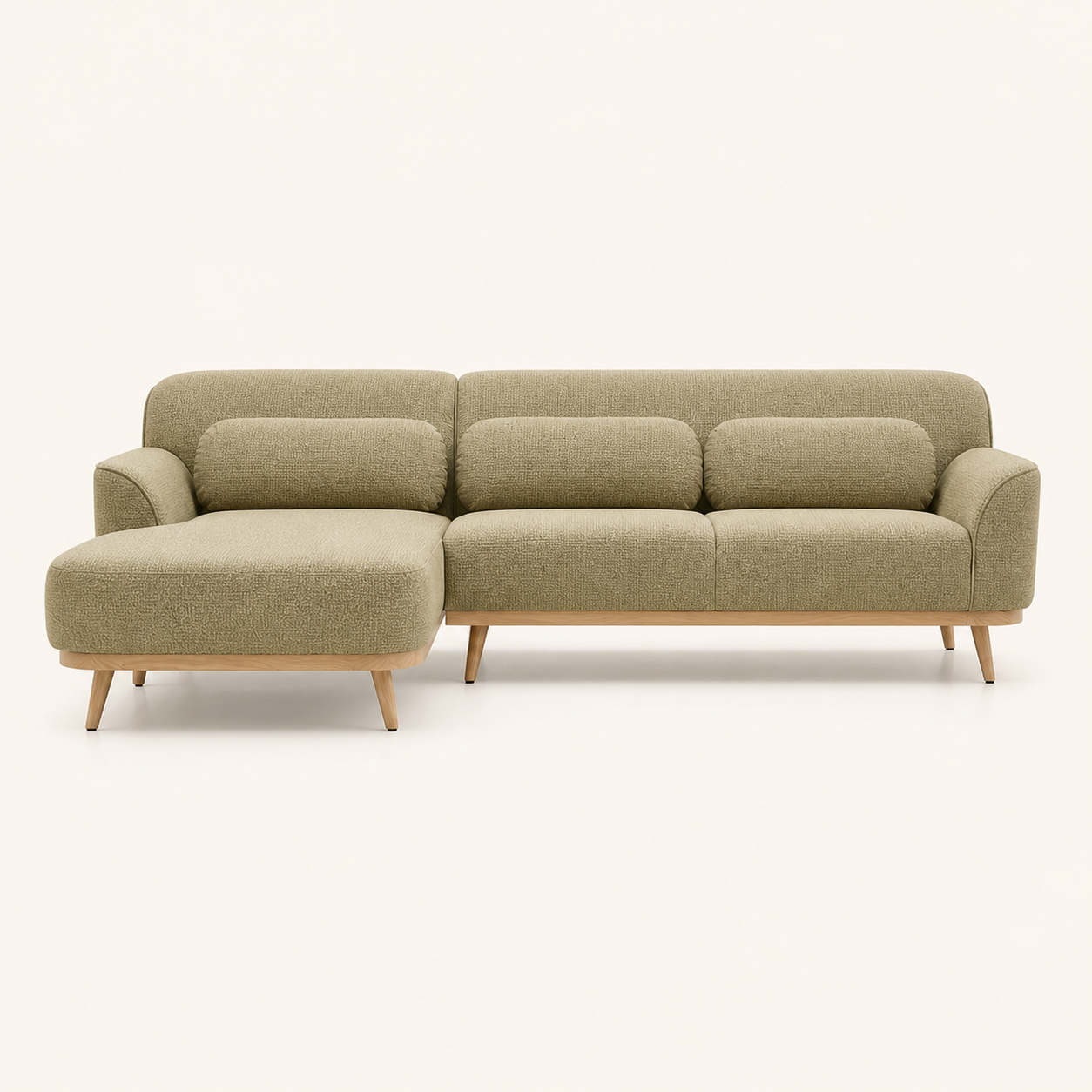Solid Wood Sectional 105 inch Pistachio Facing Left plain background front