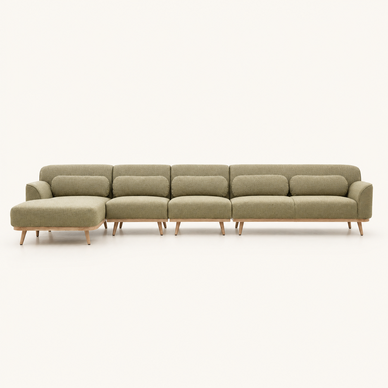 Solid Wood Sectional 164 inch Pistachio Facing Left plain background front