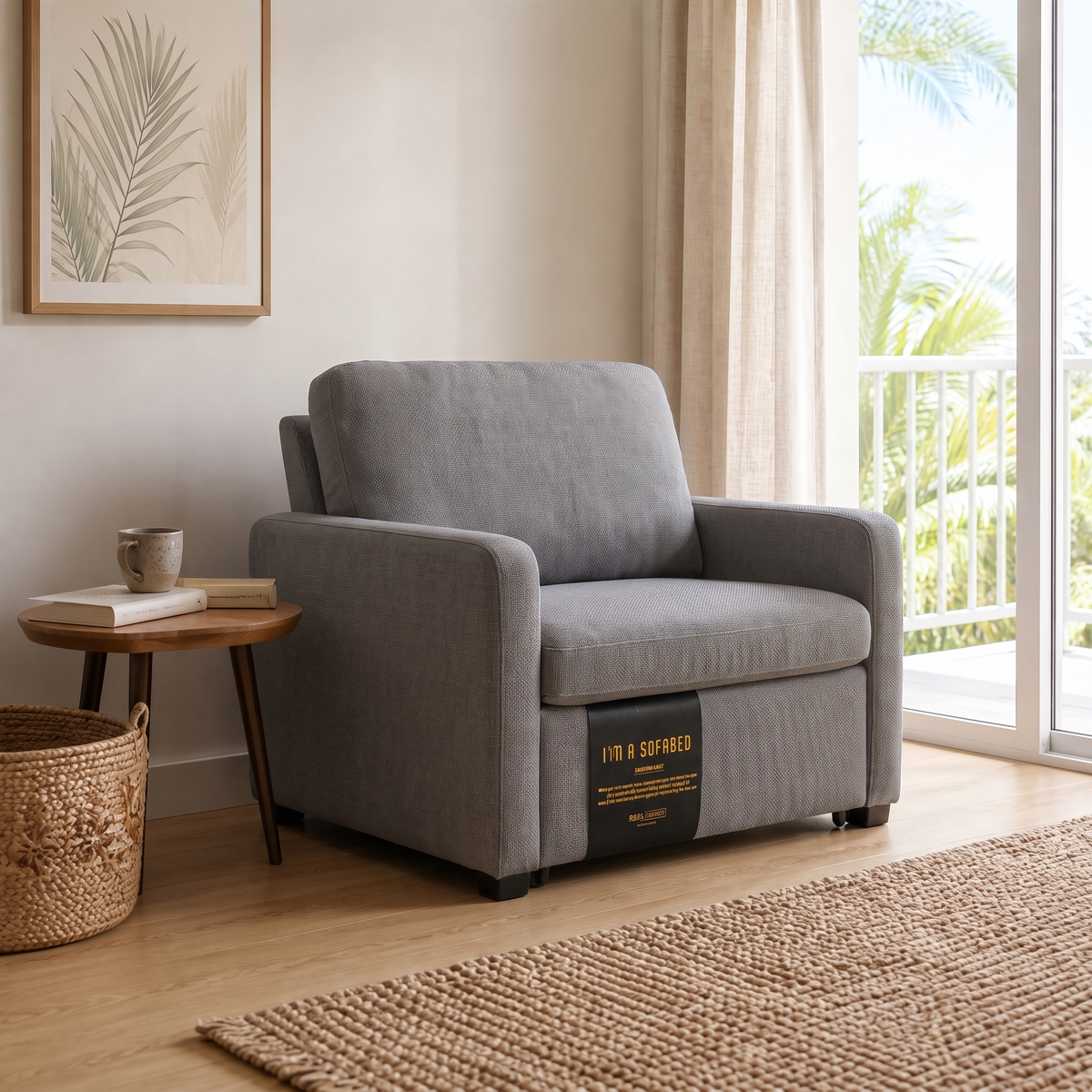 Dianna Lounge Chair Bed in Harvest Ash in a modern Honolulu condo