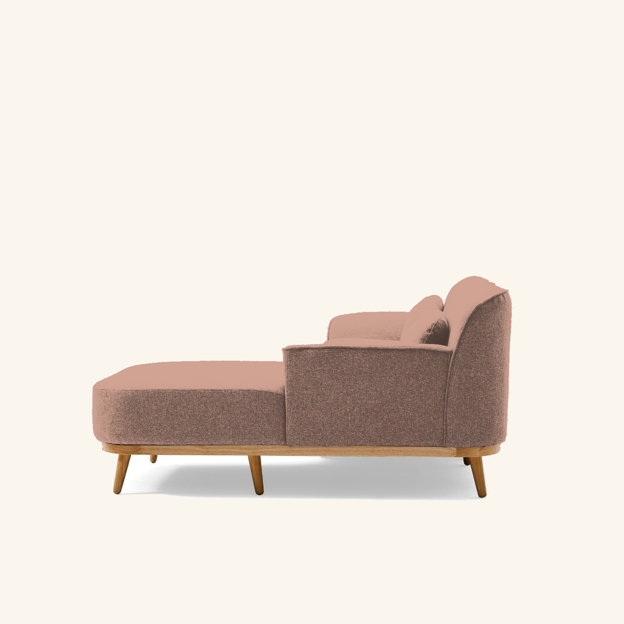 Solid Wood Sectional 105 inch Sand Facing Right rendered v3 side on #FAF6EE