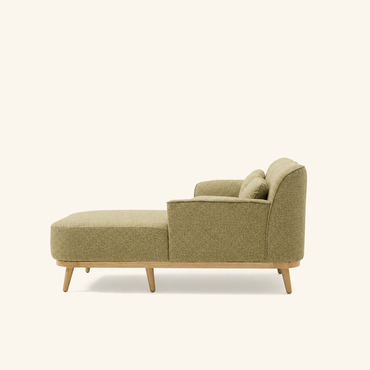 Solid Wood Sectional 105 inch Pistachio Facing Right side on warm cream background