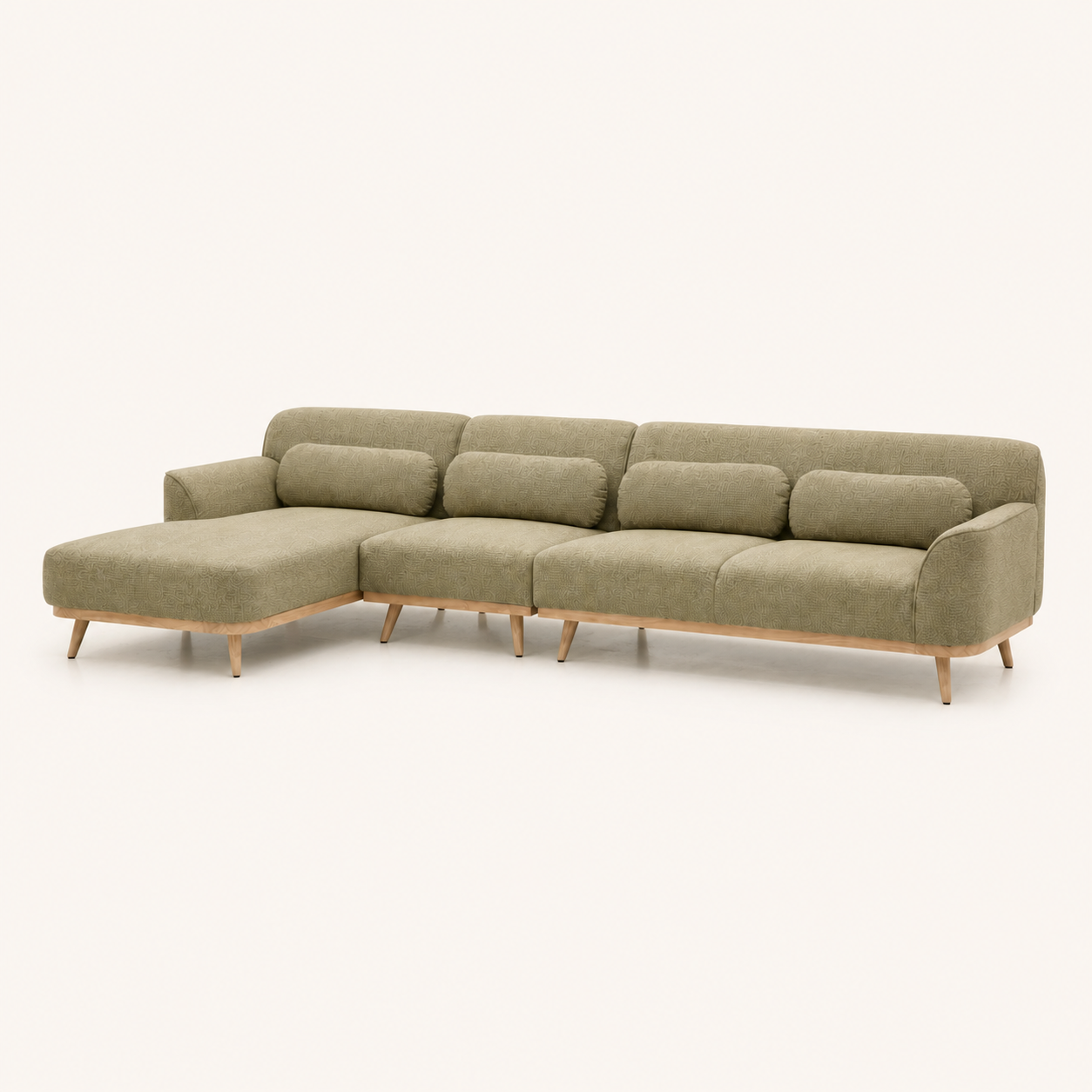 Solid Wood Sectional 135 inch Pistachio Facing Left plain background side