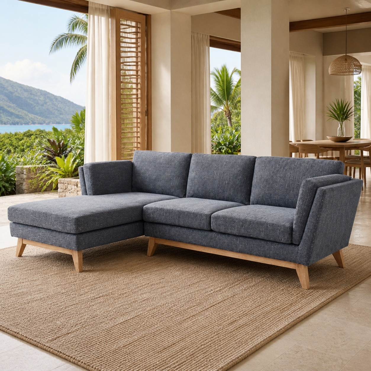 ValMinimal Sectional 102 inch Dark Grey Facing Left three-quarter room view