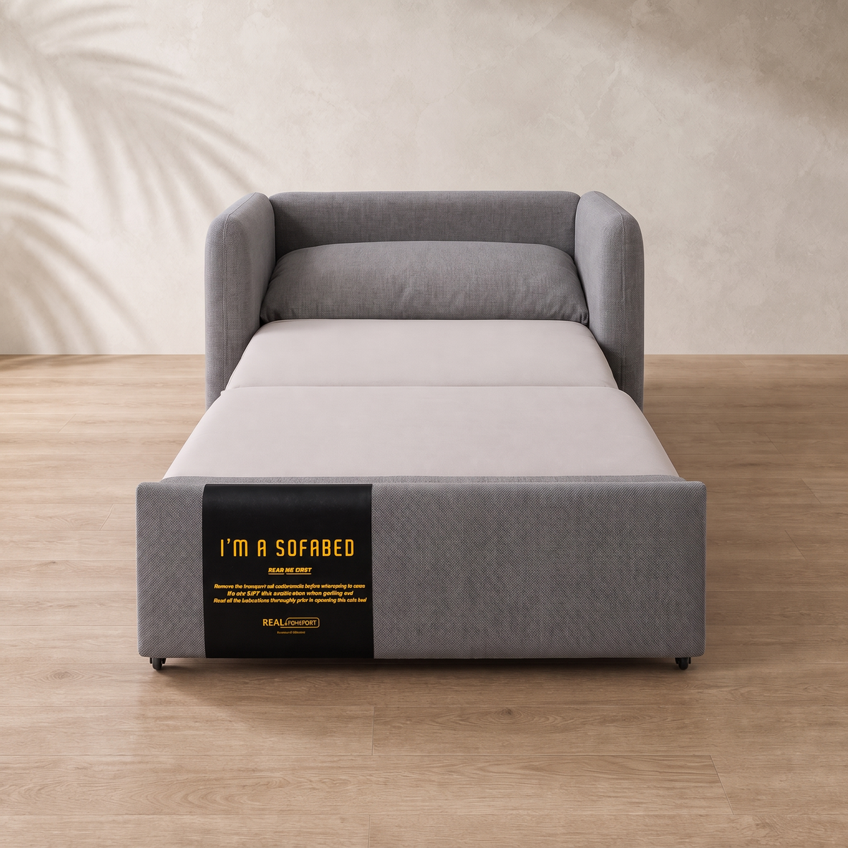 Dianna Lounge Chair Bed in Harvest Ash front view in sleeper mode