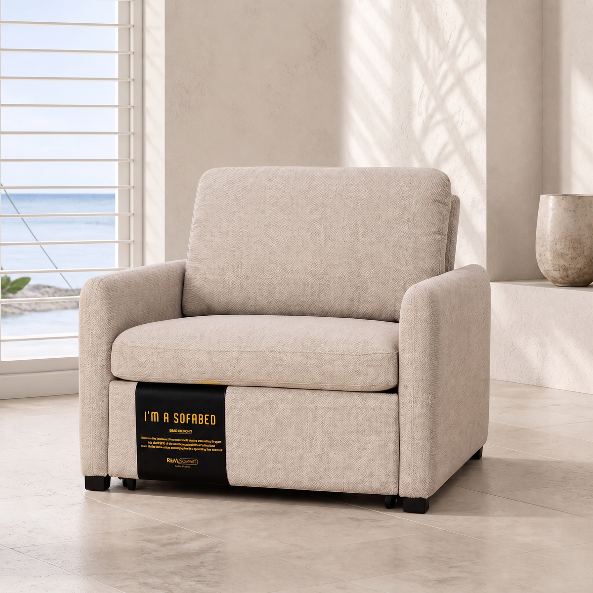 Dianna Lounge Chair Bed in Harvest Sand clean product view