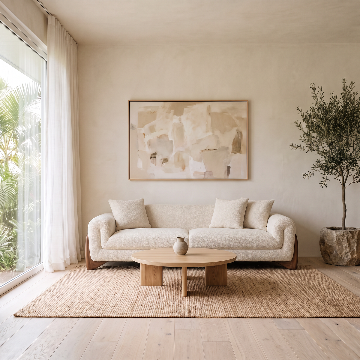 Reverb Sofa in Cream in a bright Hawaii living room