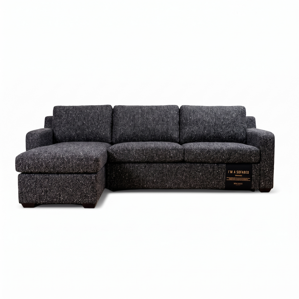 Helena Sectional with Queen Bed and Storage in Milan Charcoal woven fabric, chaise facing left, by Valyou Hawaii