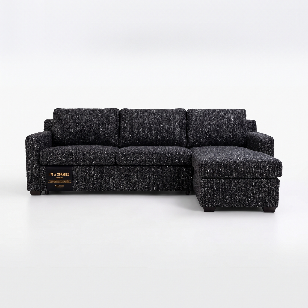 Helena Sectional with Queen Bed and Storage in Milan Charcoal woven fabric, chaise facing right, by Valyou Hawaii