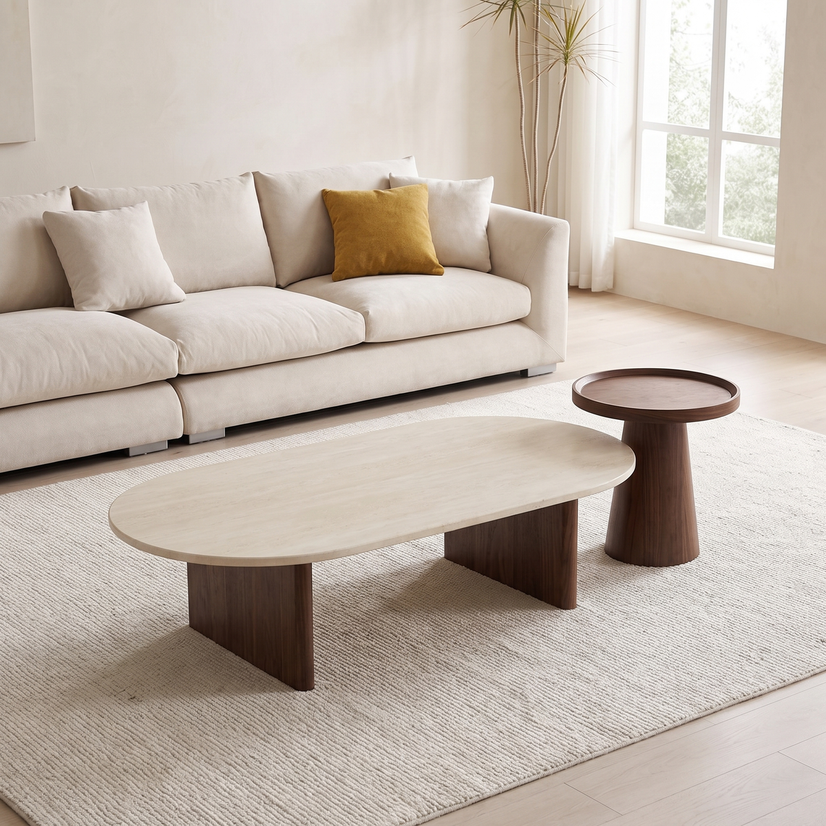Echo Coffee Table Set with the Feathers Sofa - Valyou