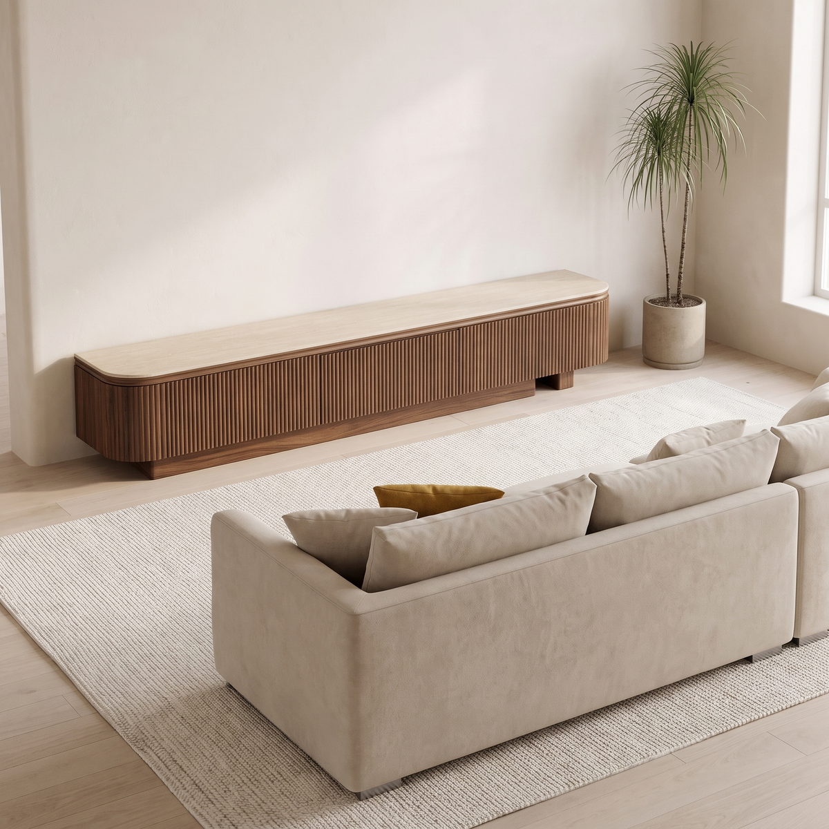 Reed TV Stand with the Feathers Sofa - Valyou