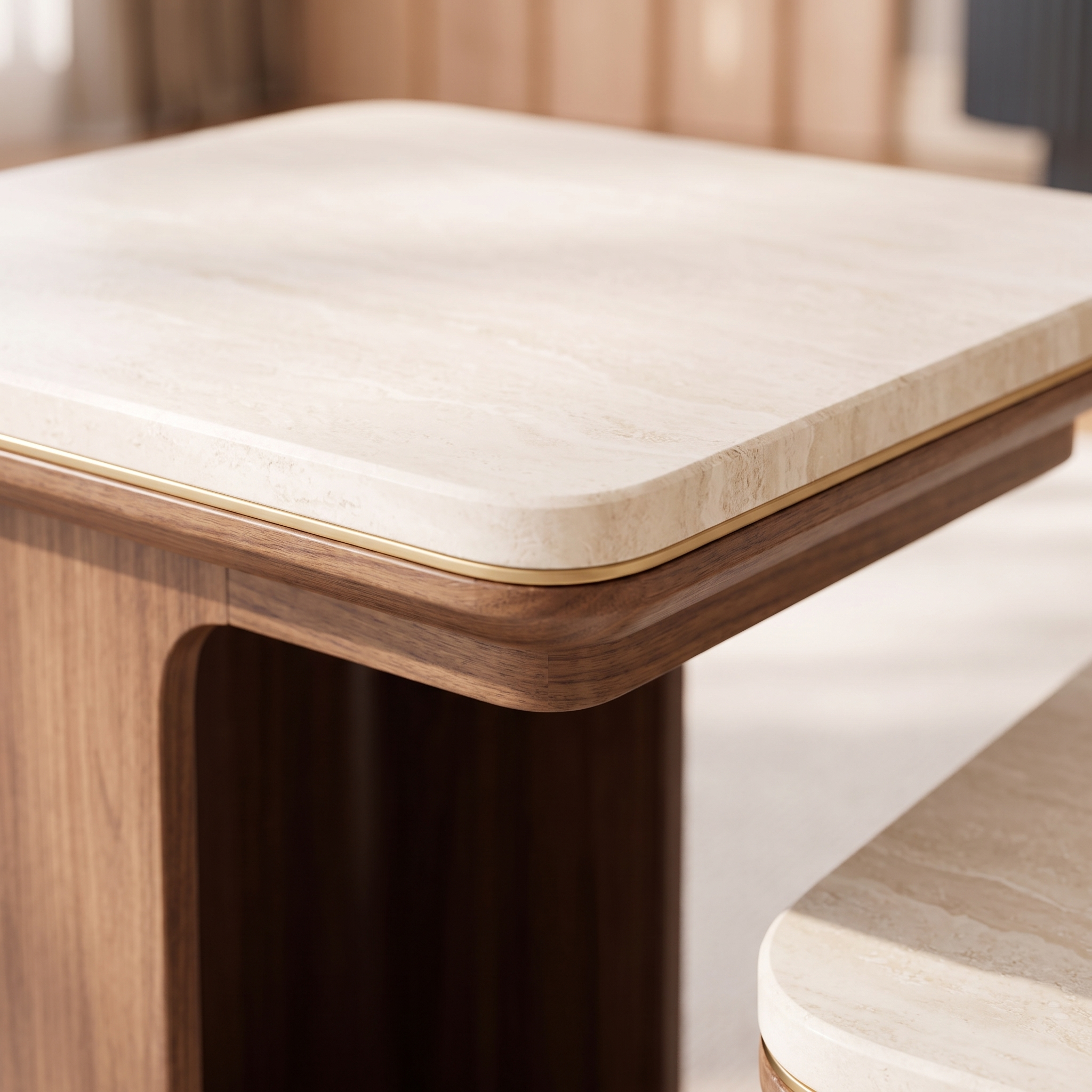 Reed C-table walnut and stone detail - Valyou