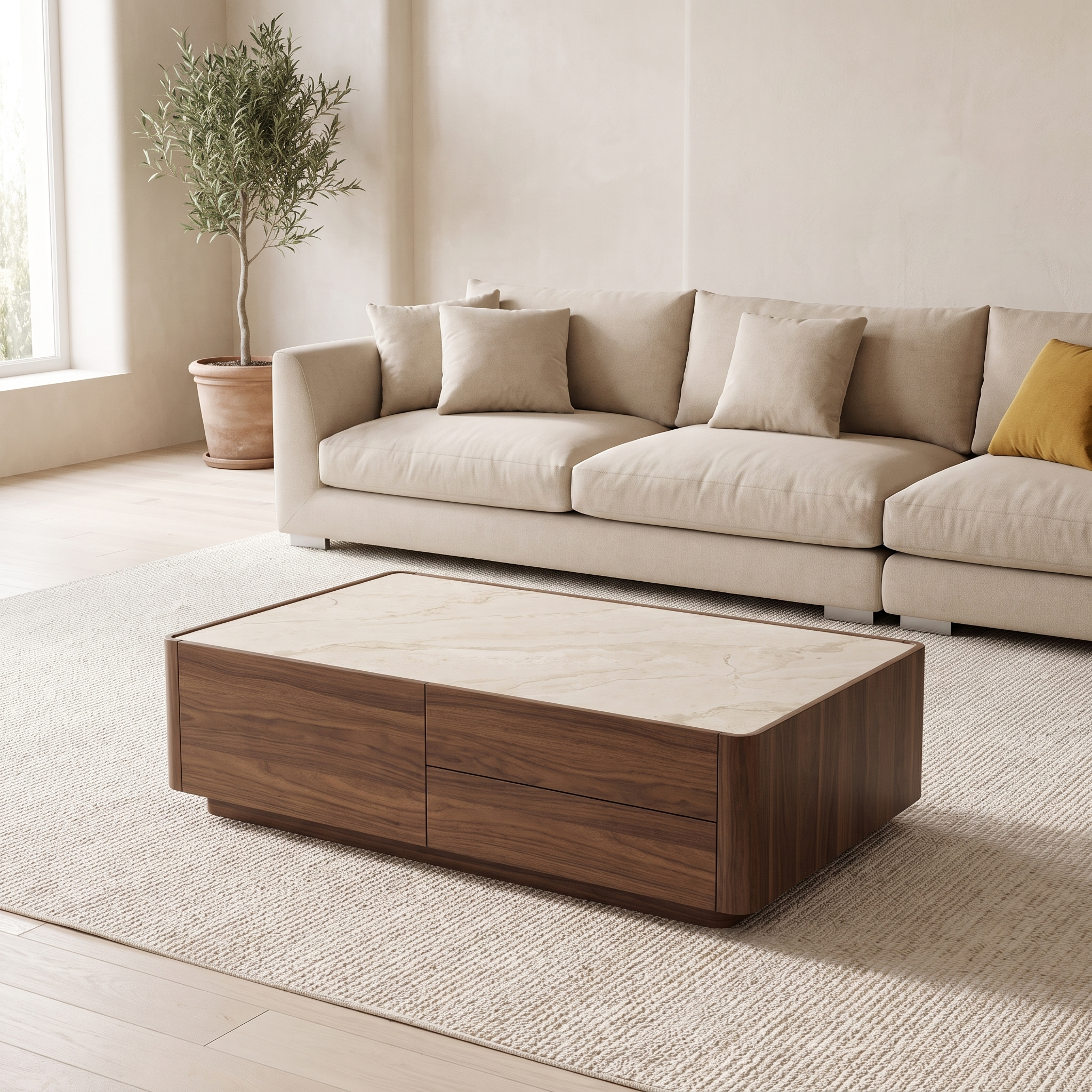 Grove Coffee Table with the Feathers Sofa - Valyou