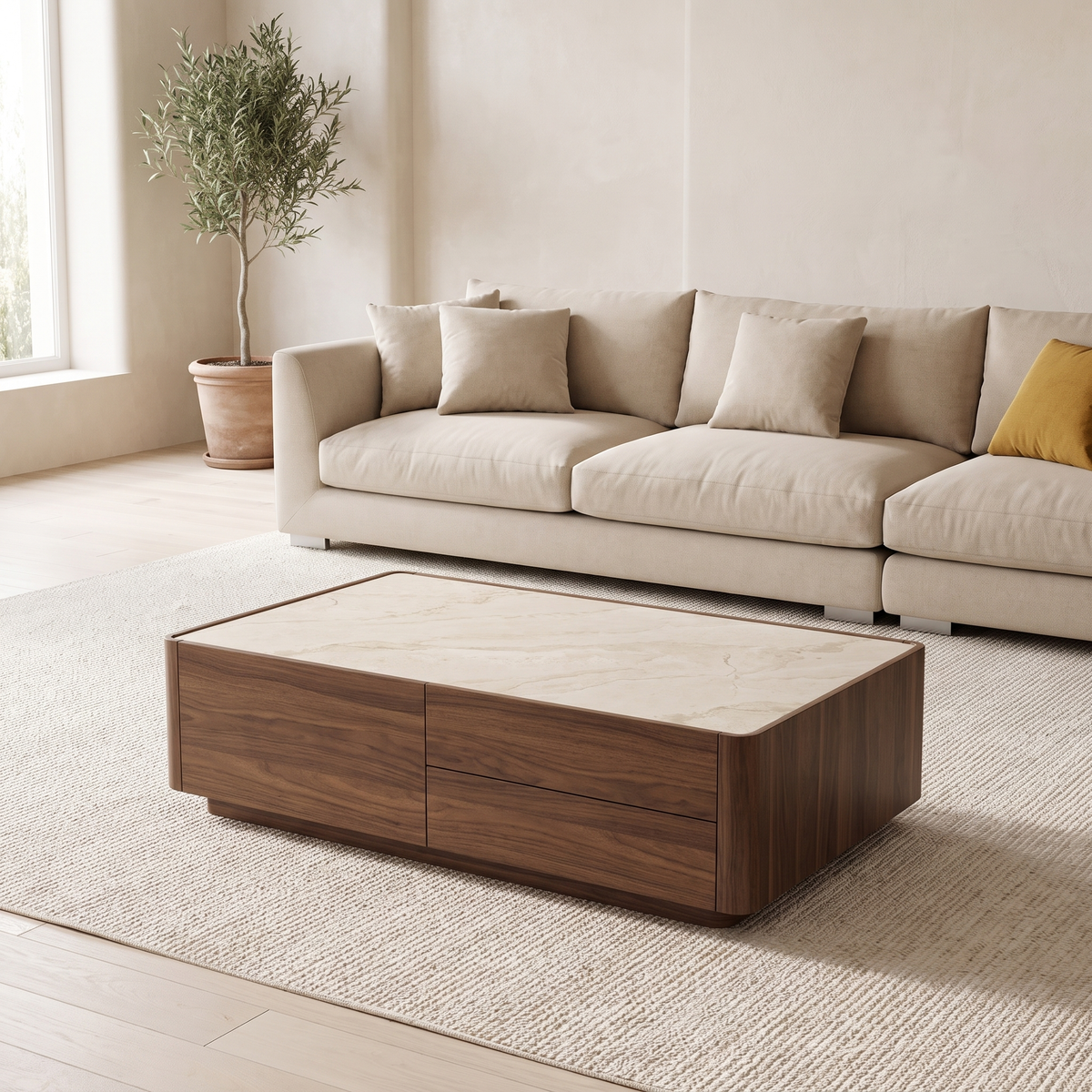 Grove Coffee Table with the Feathers Sofa - Valyou