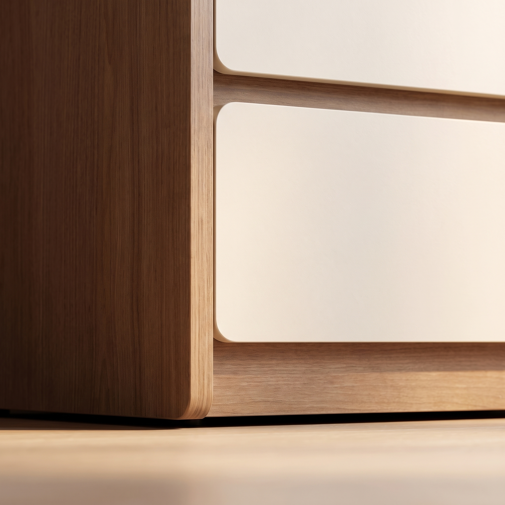 Punaluu Nightstand - detail of the lower corner and recessed base