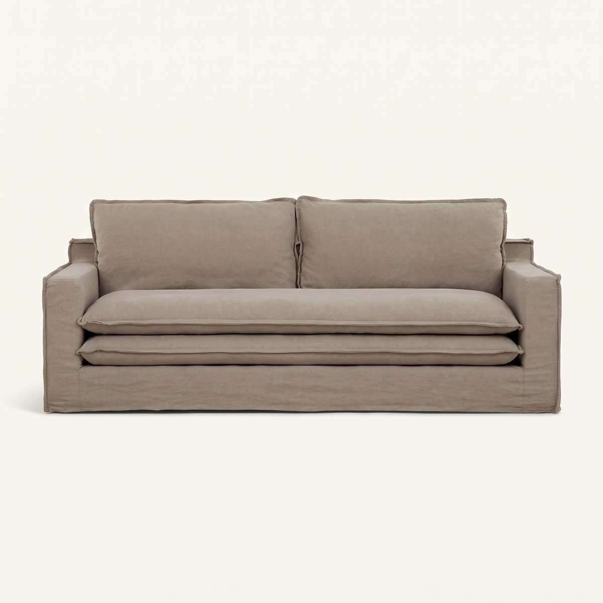 Slipcover Sofa in Taupe, front view