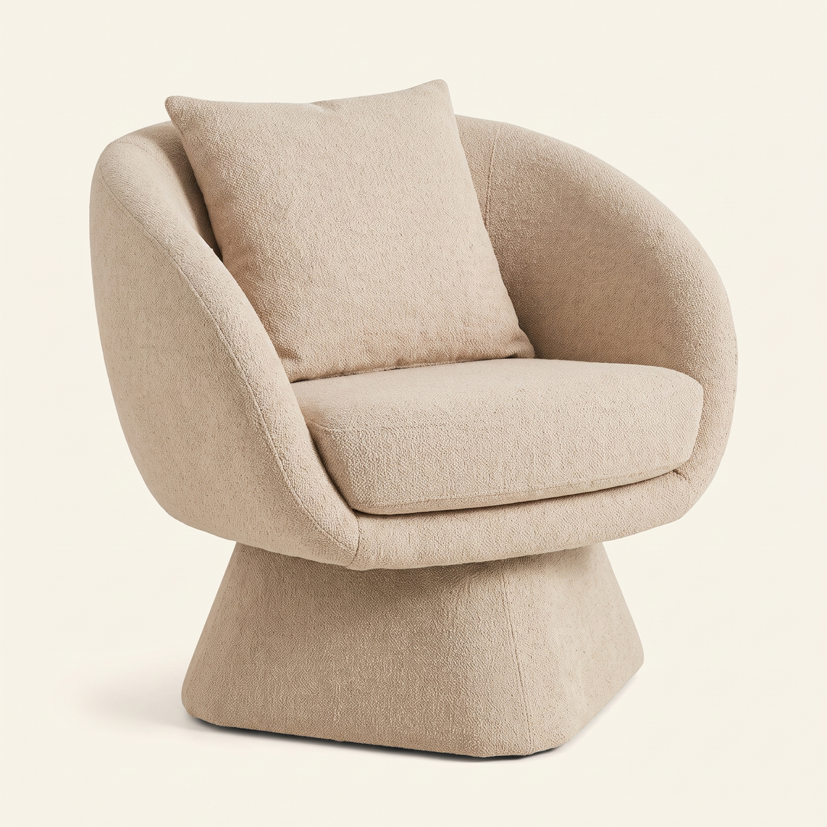 Pedestal Swivel Armchair in Beige with matching cushion