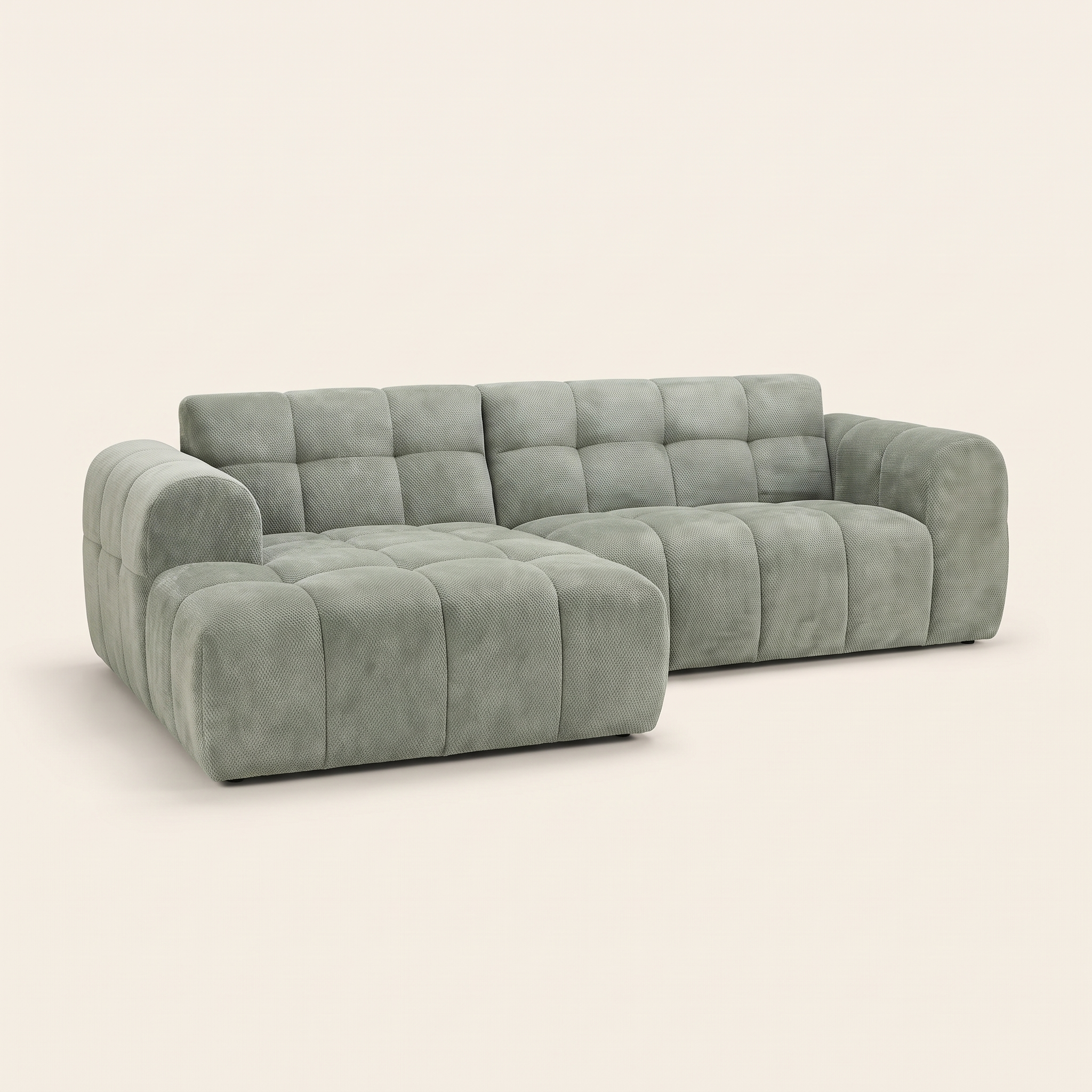 Bubble Sectional in Sage, chaise facing left