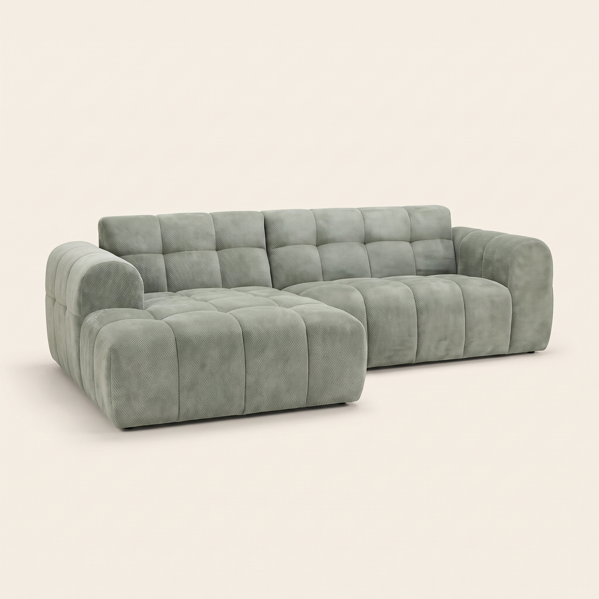 Bubble Sectional in Sage, chaise facing left