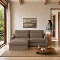 Kahala Sectional — Brown / 86.6 inch — front staged in a Hawaiian home — KAH-SEC-2-BR