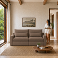 Kahala Sofa — Brown / 86.6 inch — front staged in a Hawaiian home — KAH-SOF-2-BR