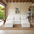 Kahala U Sectional — White / 129.9 inch — front staged in a Hawaiian home — KAH-USEC-3-W