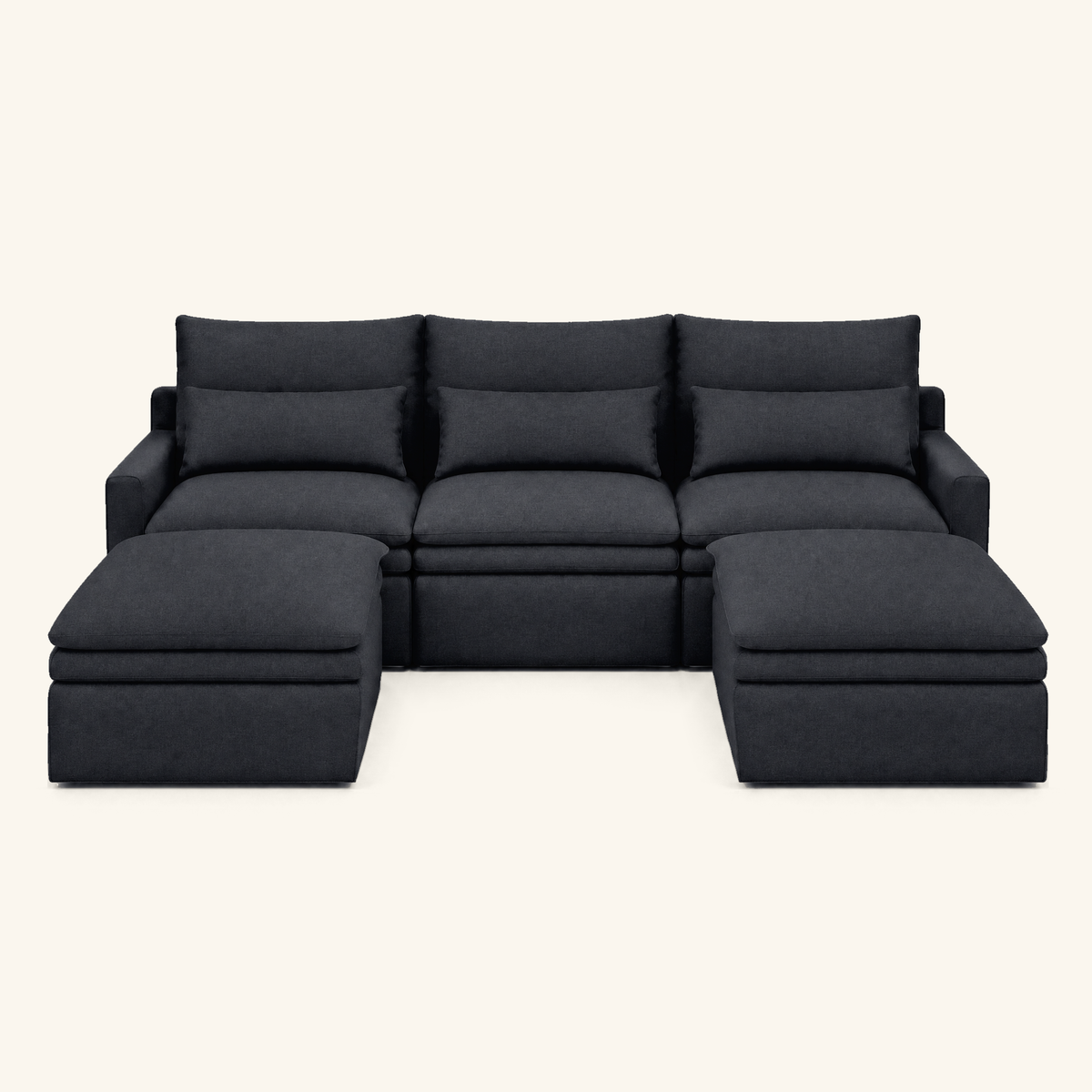 Kahala U Sectional — Charcoal — 129.9 inch — front view