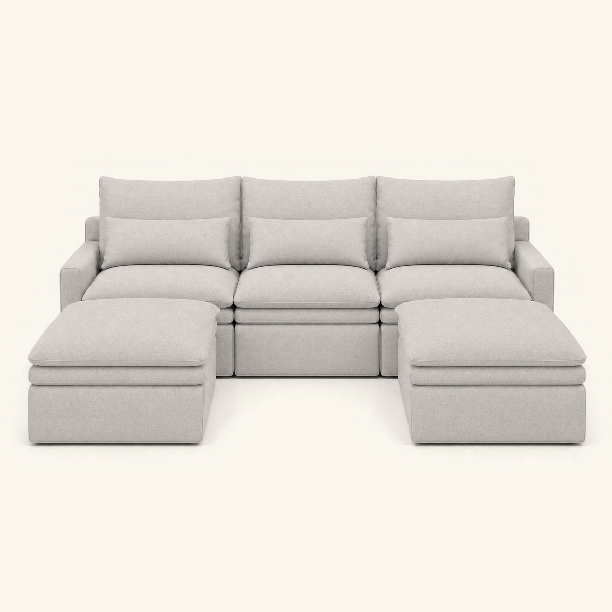 Kahala U Sectional — Sand — 129.9 inch — front view