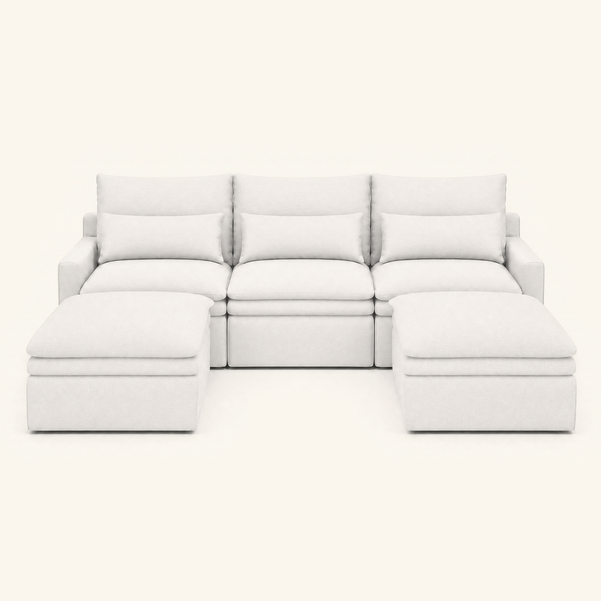 Kahala U Sectional — White — 129.9 inch — front view