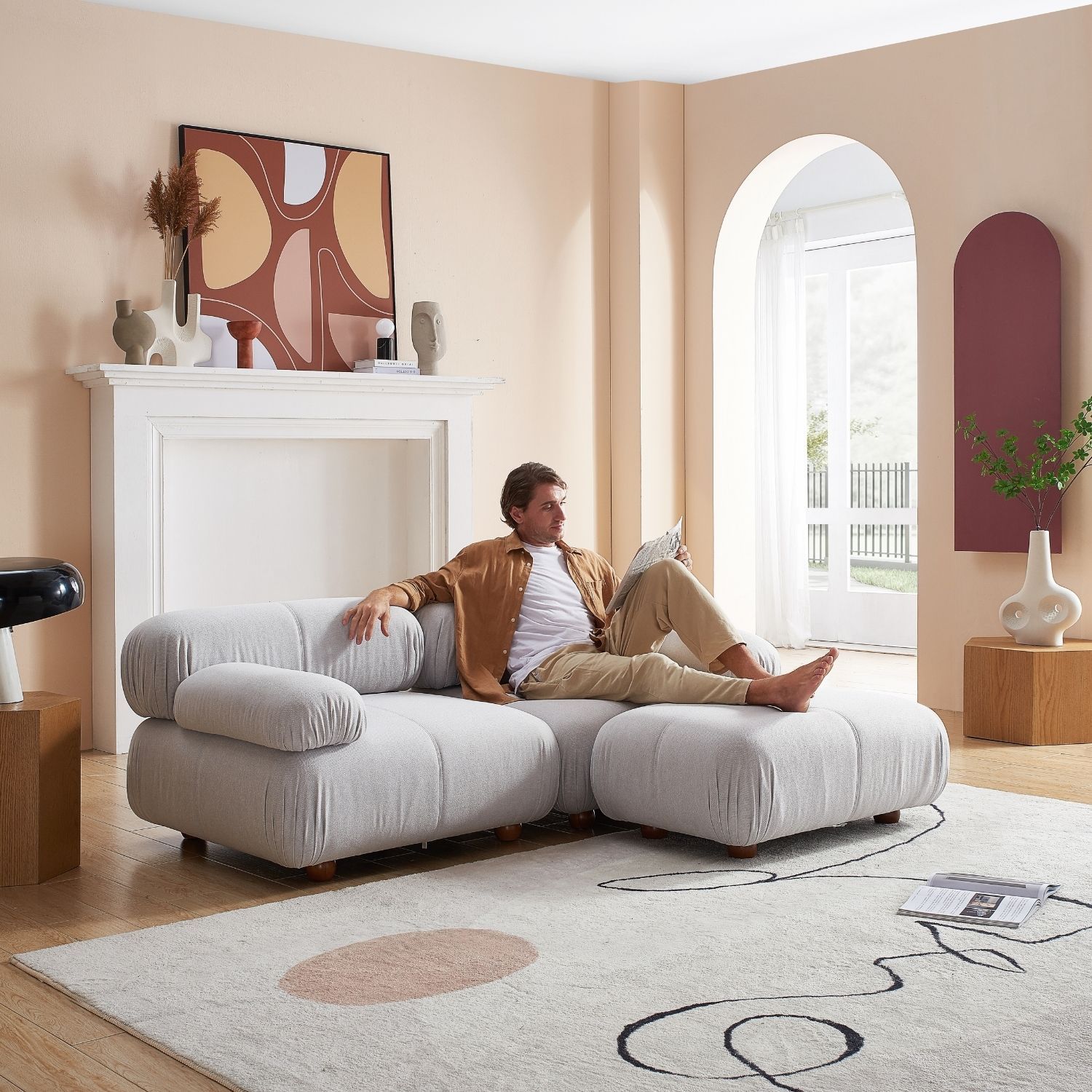 Loveseat with outlet ottoman